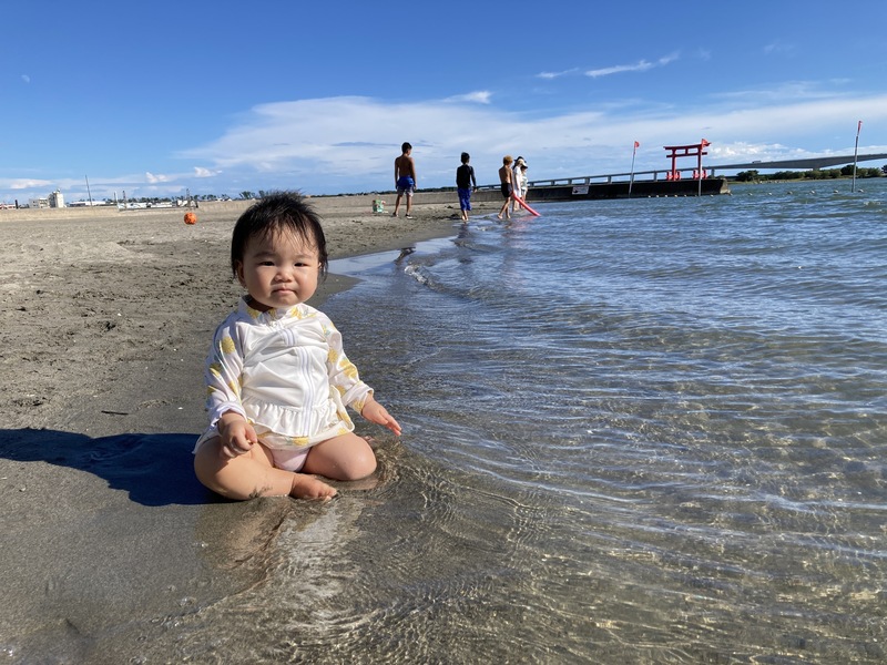 弁天島で海デビュー！
